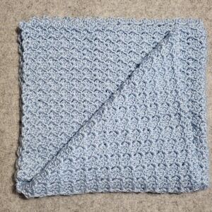 Handmade Crochet Blue Baby Blanket – 23" x 25" – Soft & Cozy‎